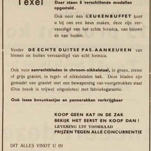 Oude advertentie Het Keukencentrum 1966